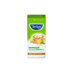 Tetley Immune with added Vitamin C Ginger, Mint & Lemon Green Tea Bags (100 pieces) - 140 Gram
