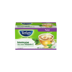 Tetley Immune with added Vitamin C Tulsi Green Tea Bags (25 pieces) - 35 Gram