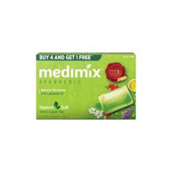 Medimix Ayurvedic Natural Glycerine with Lakshadi Oil for Soft & Supple Skin Soap (5 x 125 g) Buy 4 Get 1 Free - 625 Gram